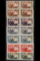 1946 Victory Complete Set Incl Airs, SG 298/311, Never Hinged Mint, BLOCKS Of 4, Fresh. (14 Blocks = 56 Stamps) For More - Libano