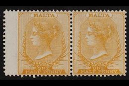 1863 ½d Buff, Wmk CC, SG 4, Never Hinged Mint Horizontal Pair. For More Images, Please Visit Http://www.sandafayre.com/i - Malta (...-1964)
