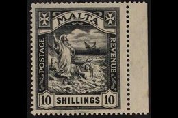 1921-22 10s, Black Shipwreck Of St Paul, SG 104, Very Fine Mint With Sheet Margin At Right. For More Images, Please Visi - Malta (...-1964)