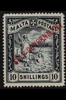 1922 10s Blue Black, Self Government, Variety "broken T", SG 105 Var, Very Fine Mint. For More Images, Please Visit Http - Malta (...-1964)