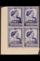 SPANISH CURRENCY 1948 45p On £1 Royal Silver Wedding Cylinder Block Of Four, SG 177, Fine Mint, Hinged On Top Stamps. Fo - Otros & Sin Clasificación