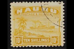 1937-48 10s Yellow "Freighter" On Shiny Unsurfaced White Paper, SG 39B, Very Fine Used. For More Images, Please Visit Ht - Nauru