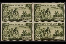 1935-36 2s Olive-green Captain Cook Perf 13½x14, SG 568c, Fine Mint BLOCK Of 4, Two Stamps Are Never Hinged, Fresh & Sca - Otros & Sin Clasificación