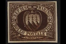 1892-4 40c Brown "Arms", Imperf Proof, Sass P17, Very Fine And Fresh. For More Images, Please Visit Http://www.sandafayr - Otros & Sin Clasificación