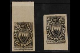 1923 10c +5c And 40c + 5c Red Cross Fund, Proofs In Black,  As Sass 91,94, Very Fine And Fresh. (2 Proofs) For More Imag - Altri & Non Classificati