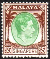 1948-52 $5 Green & Brown - Perf 14, SG 15, Very Fine Mint For More Images, Please Visit Http://www.sandafayre.com/itemde - Singapore (...-1959)