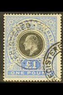 NATAL 1902 £1 Black And Bright Blue, SG 142, Neat Registered Cds's. For More Images, Please Visit Http://www.sandafayre. - Unclassified