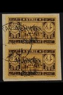 ALAOUITES 1944 50c Brown On Yellow, Variety "overprint Double", SG D44 Var,  Vertical Pair Superb Used On Piece. For Mor - Syrië