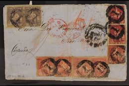 1863 (19 Jun) EL From Carupano, Venezuela To Santander, Spain Posted At Trinidad And Bearing A Spectacular Franking Of 9 - Trinidad Y Tobago