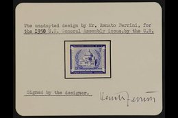 1958 U.N. General Assembly Buildings Issue UNADOPTED ESSAY Of A 3c Ultramarine Design Imperforate & Printed By Photograv - Other & Unclassified