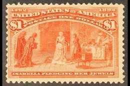 1893 $1 Salmon, Columbian Expo Issue, Sc 241, SG 246, Fine Mint, Fresh Colour And Virtually Full Mint Og. For More Image - Otros & Sin Clasificación