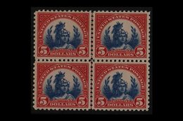 1922-25 $5 Carmine & Blue, Scott 573 (SG 581), Never Hinged Mint CENTER LINE BLOCK OF FOUR. Superb (block 4) For More Im - Otros & Sin Clasificación