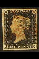 1840 1d Black 'JC' Plate 1a, SG 2, Used With 4 Neat Margins & Red MC Cancellation. Fresh & Attractive. For More Images,  - Ohne Zuordnung