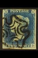 1840 2d Blue 'KD' Plate 1, SG 5, Used With 4 Margins & Crisp Black MC Cancellation. For More Images, Please Visit Http:/ - Other & Unclassified