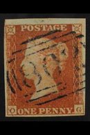 1841 1d Red, SG 8p, Very Fine Used With Clear Strike Of Numeral In BLUE, Four Margins, Cat.£250. For More Images, Please - Otros & Sin Clasificación