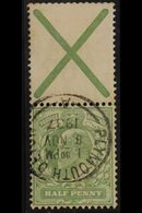 1902-10 ½d Yellowish Green, Vertical Pair With St. Andrew's Cross, SG 218a, Very Fine Used. For More Images, Please Visi - Sin Clasificación