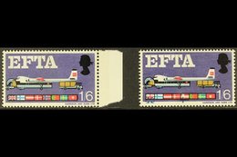 1967 COLOUR SHIFT VARIETY To The 1s6d EFTA "Air Freight" Stamp, SG 716, With A Striking DOWNWARD SHIFT TO THE DEEP BLUE  - Otros & Sin Clasificación