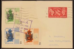 ISLE OF MAN 1951 (13 July)  BRITISH AIR LETTER SERVICE Cover From Isle Of Man To West Kirby Bearing B.E.A. 6d, 11d And 1 - Sonstige & Ohne Zuordnung