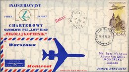 1972  POLONIA  FIRST  FLIGHT  WARSZAW  MONTREAL  AIR  MAIL - BOLAFFI / SASSONE - Vliegtuigen