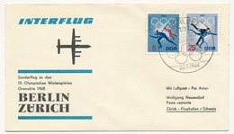 ALLEMAGNE DDR - Vol Spécial Interflug - 10eme Jeux Olympiques D'Hiver Grenoble / BERLIN => ZÜRICH 26/1/1961 - Briefe U. Dokumente