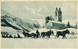 1910s Postcard Winter Sports St Moritz Tailingpartie Bei San Gian Celerina Kirche Traineau Chevaux Horse Sled Schlitten - Celerina/Schlarigna