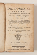 Antoine LAPLACE - Dictionnaire Des Fiefs, Et Autres Dro - Non Classés