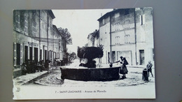 CPA. SAINT ZACHARIE - AVENUE DE MARSEILLE - LA FONTAINE - Carte Animée - 1916 écrite - Saint-Zacharie