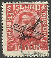 Iceland - 1928 Airplane Overprint 10c Red Used  Sc C1 - Poste Aérienne