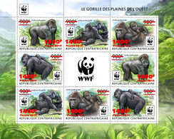 Centrafrica 2019, WWF Gorillas, Overp. Red, 8val In BF - Gorilles