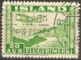 Iceland - 1934 Airmail (lake) 20a Green Used  SG 209  Sc C16 - Poste Aérienne