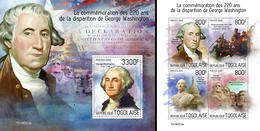 Togo 2019, President George Washington, 4val In BF +BF - George Washington