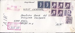 United States Purple Boxed AIR MAIL Special Delivery & Registered CLEVELAND Ohio 1978 Cover Brief DEUTSCHE BANK Germany - Special Delivery, Registration & Certified