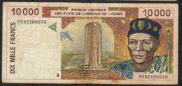 W.A.S. IVORY COAST   P114Ac 10000 Or 10.000 FRANCS (19)95 1995  VF NO P.h. - West-Afrikaanse Staten