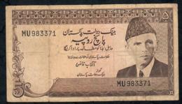 PAKISTAN P28b 5 RUPEE 1973 Signature 9  #MU FINE - Pakistan