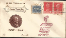 V) 1953 CARIBBEAN, COMMEMORATIVE ISSUE, Dr. FRANCISCO CARRERA JUSTIZ, WITH OVERPRINT IN BLACK, FDC - Briefe U. Dokumente