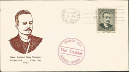 V) 1959 CARIBBEAN, GRAL. ADOLFO FLOR CROMBET,  RED CANCELLATION, WITH OVERPRINT IN BLACK, FDC - Lettres & Documents