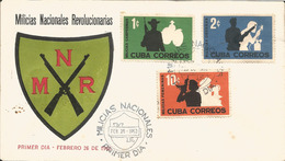 V) 1962 CARIBBEAN, SILHOUETTES OF MILITIAMEN AND WOMEN AND THEIR PEACE-TIME OCCUPATIONS, BLACK CANCELLATION, FDC - Brieven En Documenten