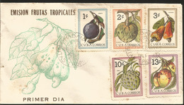 V) 1963 CARIBBEAN, TROPICAL FRUITS ISSUE, MULTIPLE STAMPS, BLACK CANCELLATION, FDC - Covers & Documents