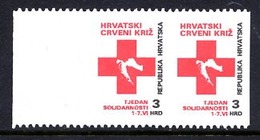 CROATIA 1992 Obligatory Tax: Solidarity Week Pair Imperforate Vertically  MNH / **  Michel ZZM 22 - Croazia