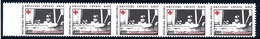 CROATIA 1993 Obligatory Tax: Red Cross Solidarity  Week Strip Of 5 Imperforate.vertically MNH / **.  Michel  ZZM 27 - Croatie