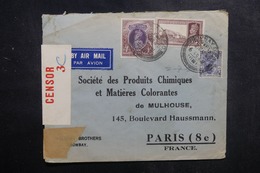 INDE - Enveloppe De Bombay Pour La France En 1945 Avec Contrôle Postal , Affranchissement Plaisant - L 41881 - 1936-47 Roi Georges VI