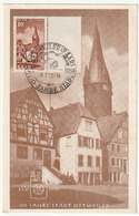 Carte Maximum - SARRE - N°276 (1950) Ville D'Ottweiler - Cartoline Maximum