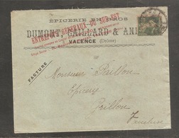 Enveloppe  Pub    Epicerie   VALENCE   Drome   5c  Semeuse   1919 - 1906-38 Semeuse Con Cameo