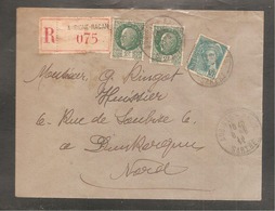 Enveloppe Recom   AUBIGNE RACAN   Sarthe  1942  /  2f  Petain  X 2  / 50c Mercure - Altri & Non Classificati