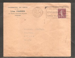 Enveloppe  Pub  Charbons  NANTES  "  Foire De Nantes"   15c Semeuse    1935 - 1906-38 Sower - Cameo