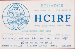 QSL Card Amateur Radio Funkkarte Ecuador Quito Ruben Fiallos 1988 - Radio Amateur