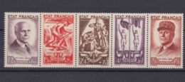 France 1943 Secours National Strip Yvert#576-580 Mint Never Hinged (sans Charnieres) - Nuovi