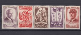 France 1943 Secours National Strip Yvert#576-580 Mint Never Hinged (sans Charnieres) - Ongebruikt