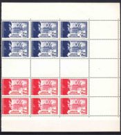 France 1942 Legion Tricolore Yvert#565-566 Mint Never Hinged (sans Charniere), Sheet Part With Empty Fields 6x2 Pieces - Unused Stamps
