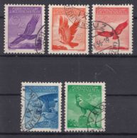 Liechtenstein 1934 Airmail Birds Mi#143-147 Used - Gebraucht